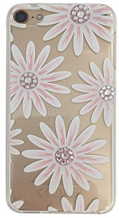 NOVAGO Compatible avec iPod Touch 7, Touch 6, Touch 5 Coque Transparente en Gel Souple résistante et Solide avec Impression gravée de qualité (Fleur Rose Strass)