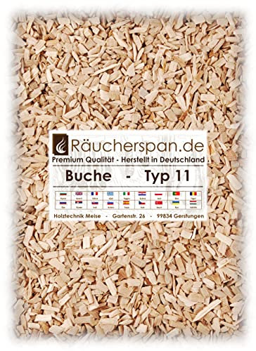 Räucherspan.de Räucherchips/Smokingchips aus Buchenholz Typ 11 (3-6mm), ideal für Rauchgeneratoren und Kaltrauchgeneratoren 1kg
