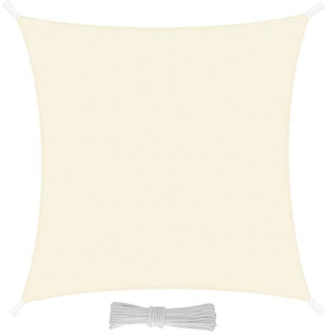 EGLEMTEK Tenda Parasole Quadrata a Vela Telo da Sole da Esterno - Protezione dai Raggi UV - Disponibile in Vari Colori e Misure - (3.6x3.6 m, Avorio)