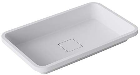 doporro Lavabo encastrado para baños 53x33x10,5cm blanco mate de mármol fundido rectangular con tapa desagüe