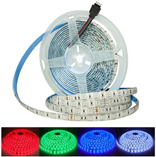 Tesfish 5m/Rolle DC 24V 5050 RGB Farbe LED Streifen Wasserdichter IP65 300 LEDs Lichtleiste