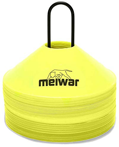 meiwar Fussball Hütchen - Markierungshütchen Set für Fußball Training | 50er Set oder 20er Set