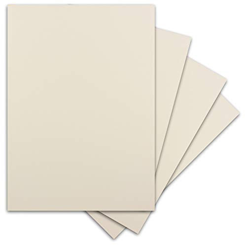 40 Blatt DIN-A3 Tonkarton - 300 g/m² Bastel-Papier - 42 x 29,7 cm - Farbe Creme-Vanille - geprägte Leinen-Struktur - Tonzeichenpapier zum Basteln - Fotokarton