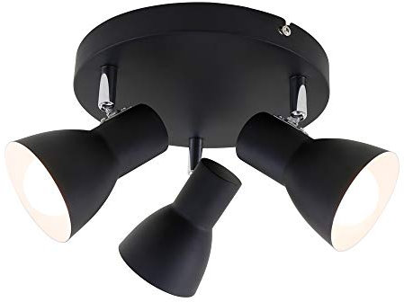 Briloner Leuchten Deckenleuchte, Deckenspot, Strahler dreh-und schwenkbar, 3x E14, max. 25 Watt, Retro, Schwarz, 210x140mm (DxH)