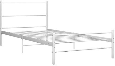 vidaXL Bettgestell Zeitloses Design Metallbett Bett Schlafzimmerbett Einzelbett Schlafzimmermöbel Ehebett Bettrahmen Weiß Metall 90x200cm