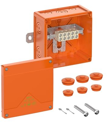 Spelsberg WKE 4-5 x 4² Brandschutzdose, Abzweigkasten, Funktionserhalt E30-E90, IP66, orange, 150 x 150 x 85 mm