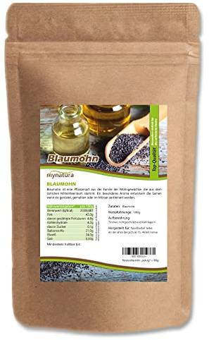 Mynatura Blaumohn ganz I Premium Qualität aus kontrolliertem Anbau I 100% Naturprodukt - Vegan & Rohkostgeeignet - Ohne Zusatzstoffe - Perfekt für Backen, Smoothies & Salate (3 x 1000g)