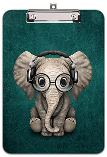 Hnogri Klemmbrett A4 Kunststoff, Mode-Design Klemmmappe A4 Bürobedarf & Schreibwaren für Rechtsanwälte Schüler Lehrer und Kinder, Clipboard Standardgröße 32 x 22 CM, Elefant