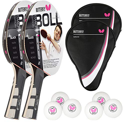 Butterfly® Timo Boll Black 85030 Tischtennisschläger | Tischtennis Racket Bat Profi Wettkampfschläger für technisch fortgeschrittene Spieler | ITTF zertifizierter Wakaba Belag | anatomische Griffform