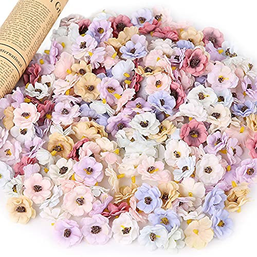 QUHEEE Künstliche Gänseblümchen aus Seide, Mini-Kunstblumen, Seidenblumen, künstliche Blumen, Blütenköpfe, 50 Stück, zum Basteln, Scrapbooking, Haus, Garten, Hochzeitsdekoration