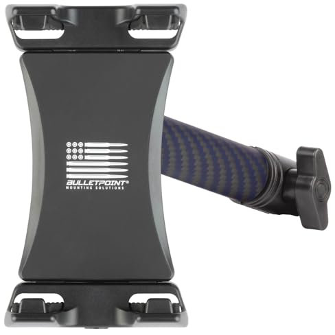 Bulletpoint Mounting Solutions Universal Tablet Mount for Truck Compatible with Apple iPad & Samsung Tablets - 20mm Integrated Ball with 7cm Matte Carbon Fiber + Kevlar Mounting Arm