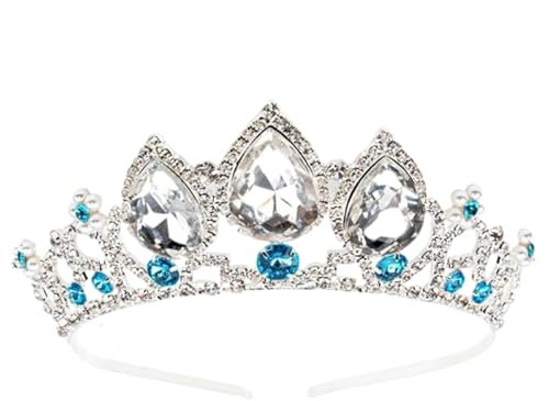Mädchen Prinzessin Tangled Kristall Strass Cosplay Tiara Stirnband Krone für Prom Halloween Geburtstag Kostüm Party (Silber Blau)