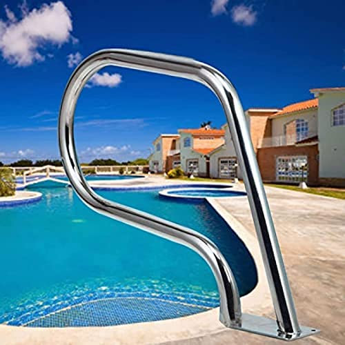 MAZY·URBAN CRADZZA Swimming Pool Handrail With Quick Installation Base, Stainless Steel Safety Handrail, For Inground Poolse Entrance,Size：30 × 22,Silver,thickness: 1.2mm