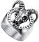 U7 Edelstahl Schädel Ziegenkopf Ring Wikinger Silberring Herren Biker Statement Ring Viking Rune Loon Großer Fingerring Modeschmuck Accessoire für Männer Jungen(Ring Größe 72)