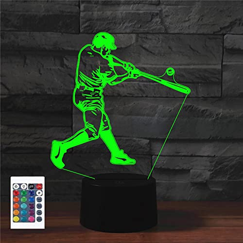 SUPERRUIDALONG 3D Play Baseball Fernbedienung 16 Farben Nachtlichter Illusion Acryl LED Tisch Nachttisch Lampe Kinder Schlafzimmer Schreibtisch Dekor Geburtstag Geschenke Spielzeug für Kinder