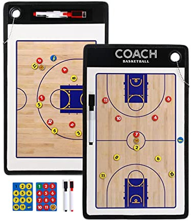 RoseFlower Taktiktafel Basketball, Taktikboard Basketball, Taktikbrett Taktikmappe Basketball mit Marker Stift und Magneten, Profi Basketball Coaching Board für die Schulung und Spielanalyse