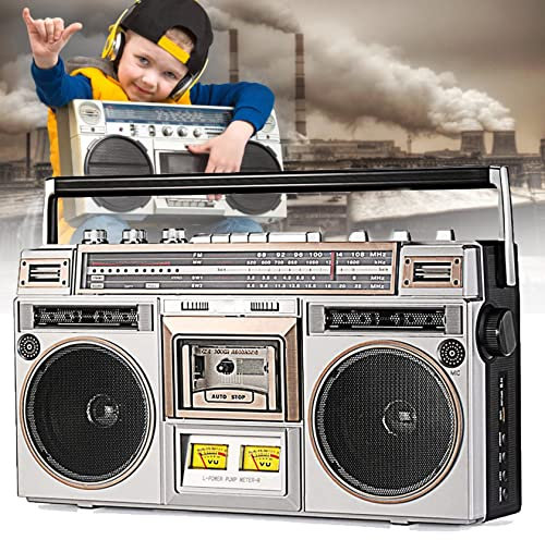 HUMNZR Bcomedrag Retro Boombox Cassette Player, Retro Bluetooth Boombox,With Cassette Player And Am/Fm Radio Speaker And Earphone Jack, Classic 80s Style With Modern Technology