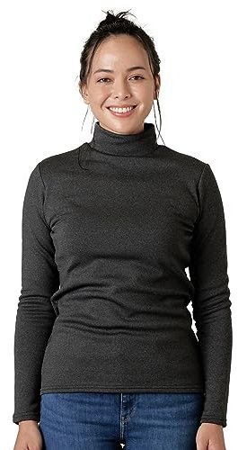 LAPASA Damen Stehkragen Thermounterhemd, Innenfleece Thermounterwäsche langärmliges Thermo-Shirt Funktionsunterwäsche Oberteil (L116 Extra Warm), Dunkelgrau (Extra warm), S
