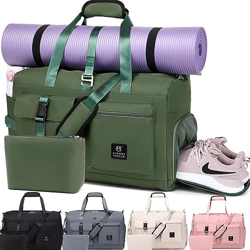 Myhozee Sporttasche Damen Reisetasche Herren, Sport Travel Duffel Bag Weekender Overnight Bag Schwimmtasche Saunatasche mit Nassfach und Schuhfach für Frauen Reisen, Fitnessstudio, Yoga