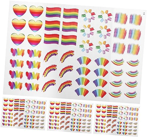 TOPPERFUN Papier Gesichtsaufkleber 4 Bögen Regenbogen für Pride Monat