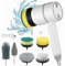 Scrubninja Brosse électrique de nettoyage domestique – Kit complet de 6 têtes – Rechargeable, rotative, portable – Scrub Ninja Brosse de nettoyage de cuisine, sol, salle de bain et bien plus encore