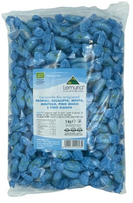 Lemuria - Caramelle Bio Artigianali- Utile al benessere delle vie Respiratorie - Propoli,Eucalipto,Menta, Mentolo, Pino Mugo, Timo Bianco - 1Kg