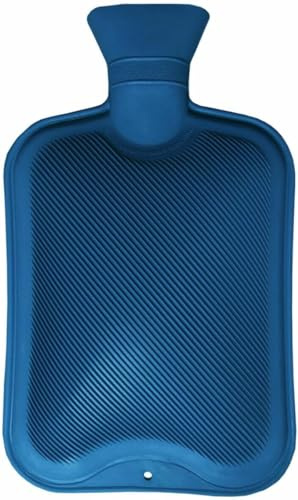 HUBIBUBI Large 2L Hot Water Bottle Natural Warmer Rubber (Blue, 2 Litre)