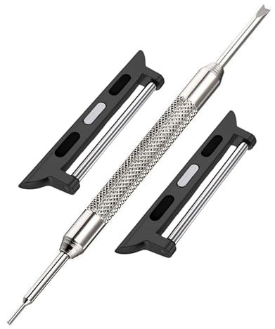 Watch Strap Connector Adapter Kit | Compatible with Apple iWatch Series 1-9 SE Ultra | Watch Band Attachment Clasp | Link Clip Fitting | Spring Bars & Tool Included (Black, 38mm / 40mm / 41mm)
