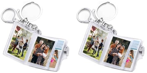 BLASHRD 2X Mini-Fotoalbum, Schlüsselanhänger, 16 Bilder, Buchhalter, Schlüsselanhänger, DIY-Geschenke für, Freundin