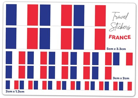 A5 Sticker Sheet France Flag Vinyl Stickers - French Flags Travel Holiday World Geography School Labels Scrapbooking 5cm | 3cm | 2cm #81431