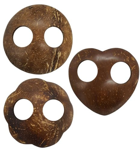 PANASIAM Coconut buckle, Set of 3, Around, Heart, Flower, ∅ 7,5 cm