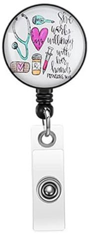 Porta badge da infermiera, con clip posteriore, retrattile, per ufficio, scuola, ospedale