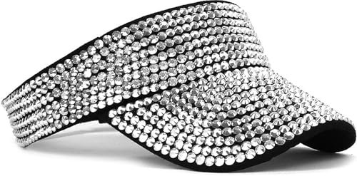 YeeHeen Women Bling Rhinestones Sun Hat Sport Visor Caps Black Silver