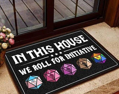 MIAOMANSENSTORE Fußmatte innen außen fussmatte In diesem Haus Rollen wir für Initiative-Fußmatte, Dungeons and Dragons Home-Fußmatte Deko Wohnzimmer