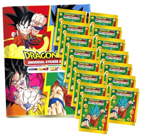 Generisch Panini Dragon Ball Universal Sticker - Sammelsticker (2024) - Auswahl (1 Album + 15 Tüten)