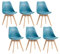 TTATC Pack de 6 Sillas de Comedor con Patas de Madera Maciza de Haya, Sillas de Cocina de Diseño Nórdico Sillas de Oficina de Madera con Asiento Acolchado,Verde Tinta