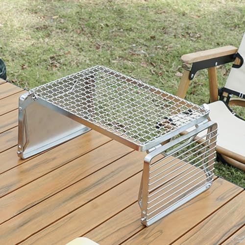 Camping Faltbarer Grillrost, Outdoor Tragbarer Grill Grillrost, Edelstahl Mini Grill Grill für Wandern Angeln Picknick