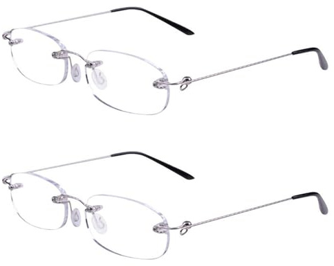 Viseng Randlose Lesebrille Ultraleicht Metall Rahmenlose Lesehilfe für Herren und Damen Exquisite Mode Brillen 2.5