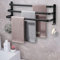 Bathroom Towel Bar,3-Tier Matte Black Space Aluminum Towel Holder Kitchen Dish Cloths Hanger Wall Mount With Hooks Bath Towel Ladder Holder,for Bath Vanity Kitchen Door Shower Acc(Size:60cm(