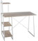 FurnitureR 100CM Computer Schreibtisch Studie Schreibtisch mit Aufbewahrungsregalen für Home Office, Industrial Style PC Schreibtisch, weißer Metallrahmen, Buche Tischplatte