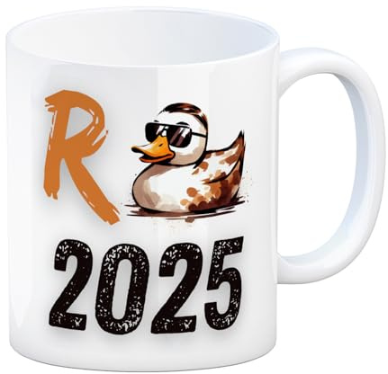 Ente mit Sonnenbrille Kaffeebecher mit Spruch Rente 2025 Entenkörper und Renteneintritt Rentner Tasse für Ruhestand Charakterzug Ihrer Persönlichkeit