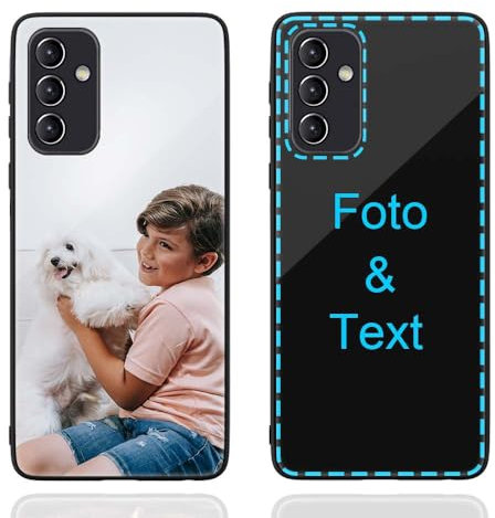 MXCUSTOM Personalisierte Handyhülle für Samsung Galaxy A55 5G, Benutzerdefiniert Kratzfest Gehärtetes Glas Weicher Stoßfänger Hülle mit Eigenem Foto Bild Text Individuelle Schutzhülle(GHS-BK-P1)