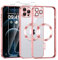 Phoona Coque Magnétique pour iPhone 12 Pro Max avec 2 Pièces Verre Trempé, Compatible avec MagSafe, Protection Militaire, Résistante aux Rayures, Résistante aux Chocs, Mince et Transparente, Rose