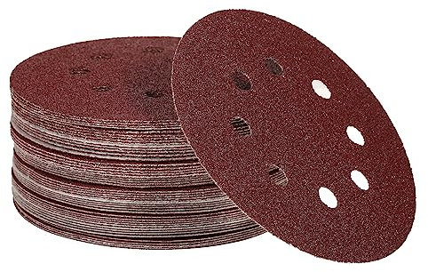 Hanzete Lot de 50 disques abrasifs 150 mm 8 trous grain 240/180/120/80/60 pour ponceuse orbitale aléatoire
