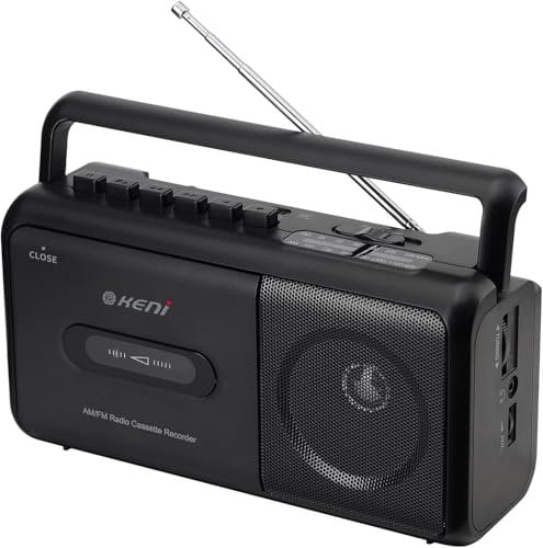 Tragbarer Kassettenplayer Boombox mit AM/FM Radio Stereo, Kassettenrekorder mit Kopfhöreranschluss, batteriebetrieben oder per Netzstecker