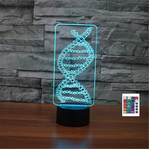 FLRXHK DNA 3D-Illusions-Nachtlicht, Touch-Tischlampe mit Fernbedienung, 16 Farben, optisches USB-LED-Nachtlicht für Kinder, Geschenk, Raumdekoration