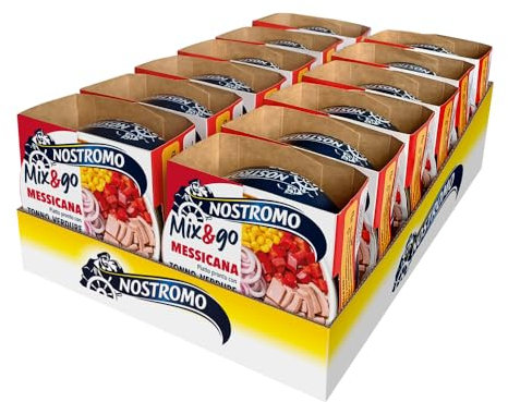 Nostromo - Piatto pronto Mix&Go alla Messicana con Tonno, Verdure, e Fagioli Rossi. 12 confezioni da 190gr
