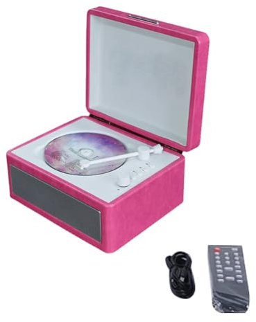 Sefdrert Enceinte Bluetooth portable sans multifonction Reproduteur CD rétro Lecteur audio Rose rouge