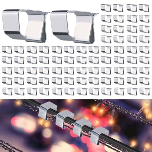 Gosknor 100stk Dachrinnenhaken Weihnachtslichter, Weihnachtslichter-Clips Dachrinnenaufhänger Weihnachtslichter Einfach Installieren Haken saisonale Beleuchtung für Weihnachten Lichterketten (Klein)
