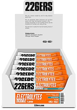 226ERS vegane Gummiriegel, Sports Energy Bar, Orange 42 x 30g | Leicht zu kauen Gummibärchen, 16 g Kohlenhydrate pro Portion, 125 mg Natrium, Energie in einem Stück, glutenfrei, laktosefrei